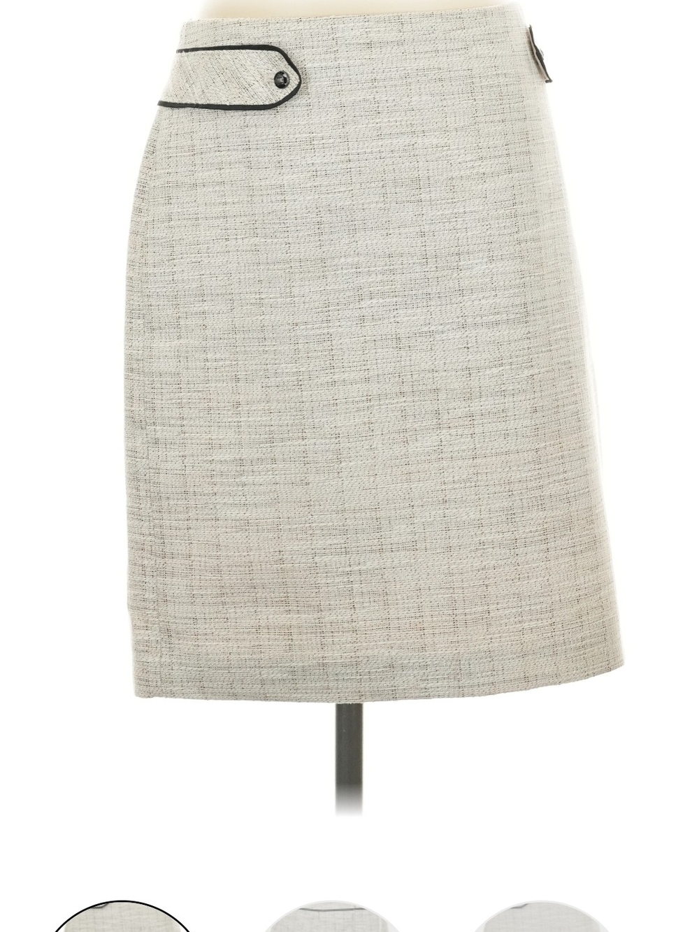 White House Black Market Cream Tweed Pencil Skirt with Contrast Trim